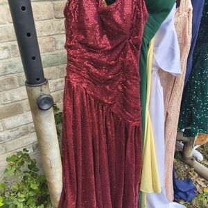 Sparkling Burgundy Sequin Prom Dress